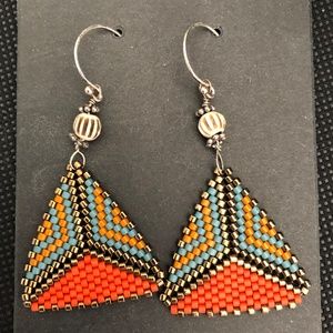 Peyote Stitch Red Earrings